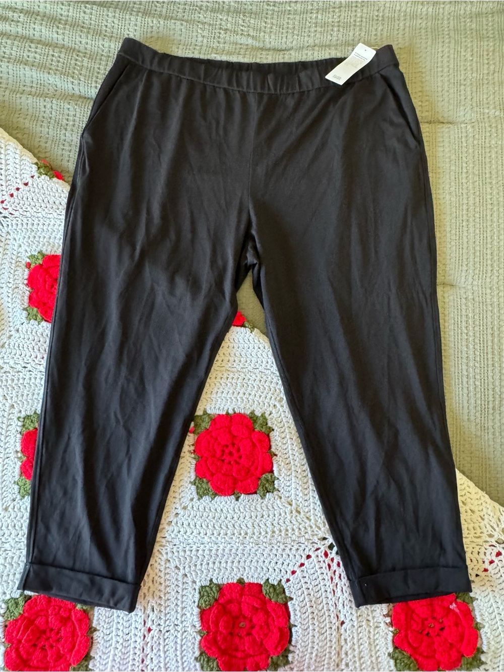 Eileen Fisher Cropped Cuffed Ankle Pant in Stretch Cotton 2X